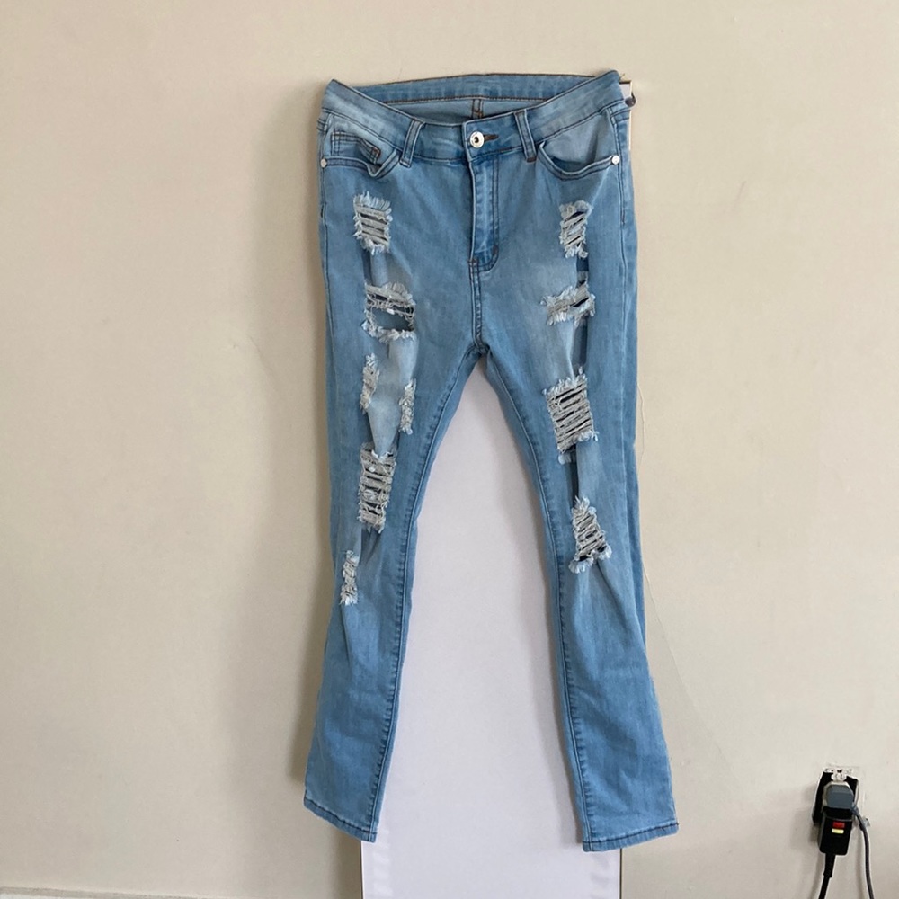 Denim ripped jeans